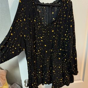 Torrid Black and Gold Star Blouse
